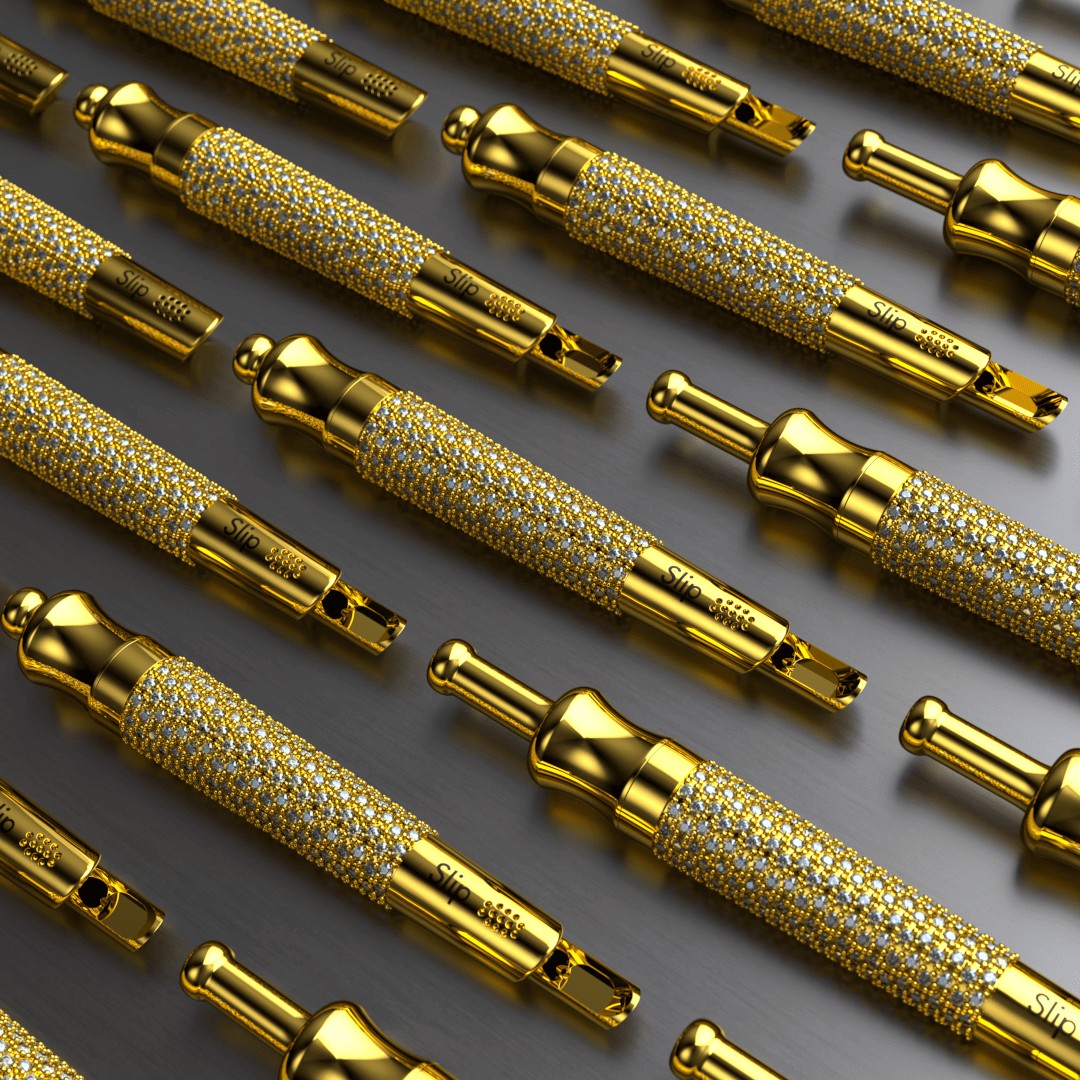 Silver Slip Straw Gold-plated with Swarovski