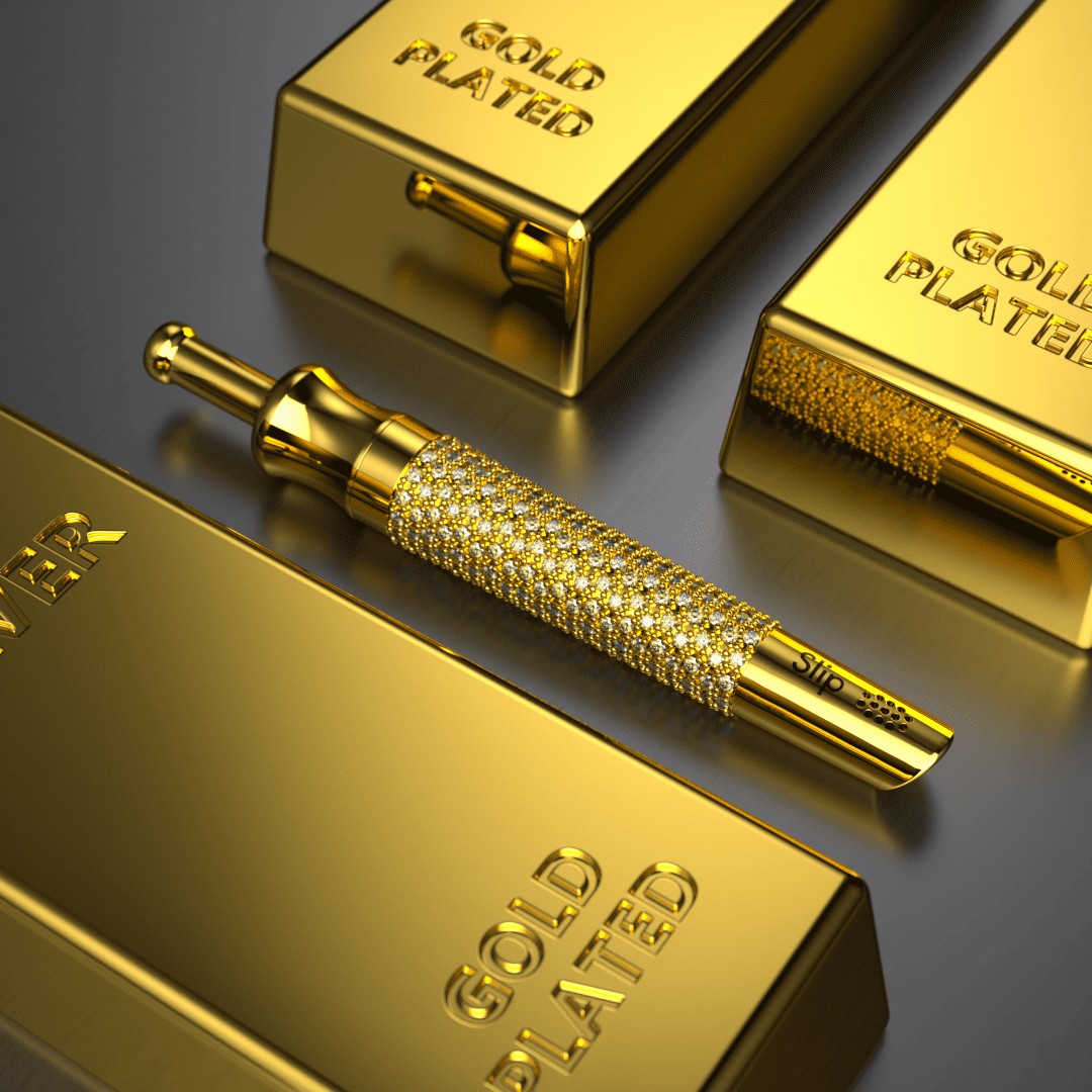 Silver Slip Straw Gold-plated with Swarovski